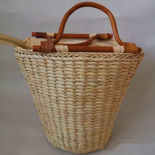 Straw Braided Bag Type Bucket With Vintage Handle In Rattan - Image 5