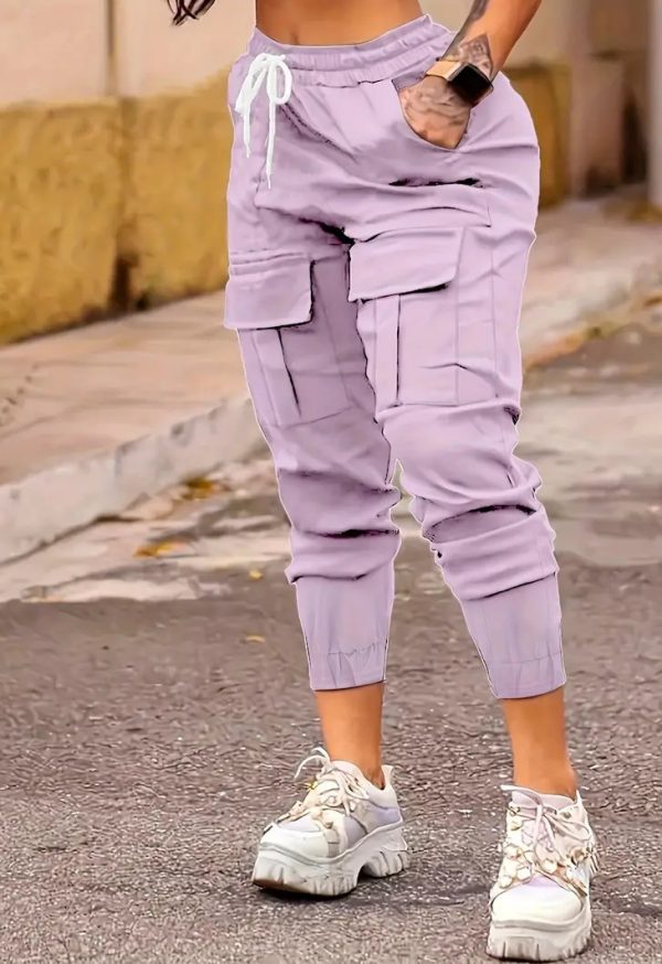 Plus Size Fashion Drawstring Bag Pocket Casual Working Pants - Image 10