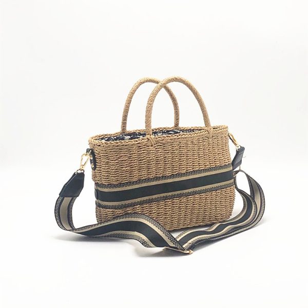Handheld Straw Bag With Round Barrel Weaving - Image 2