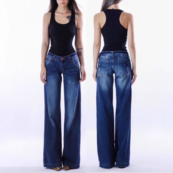 American-style Retro Low Waist Washed Straight Jeans - Image 2