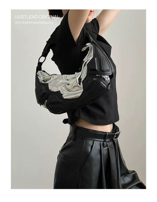 Dark Functional Underarm Crescent Crossbody Bag - Image 7