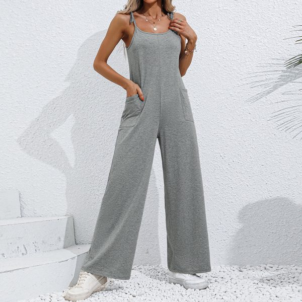 Women's Sling Straight Wide Leg Jumpsuit Trousers - Image 6