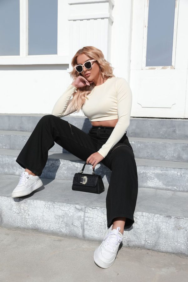 Elegant Ripped Wide-leg Jeans Women - Image 8