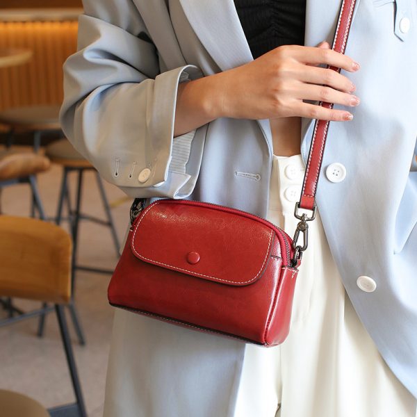 Genuine Leather Women's Shoulder Messenger Bag - Image 9