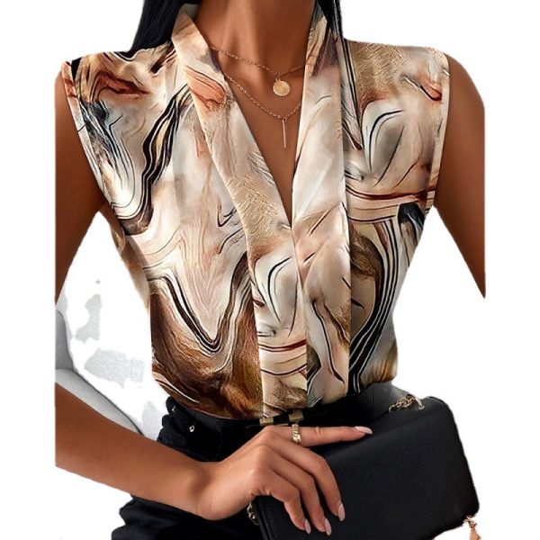 Printed Sleeveless Shirt Top For Women - Image 5