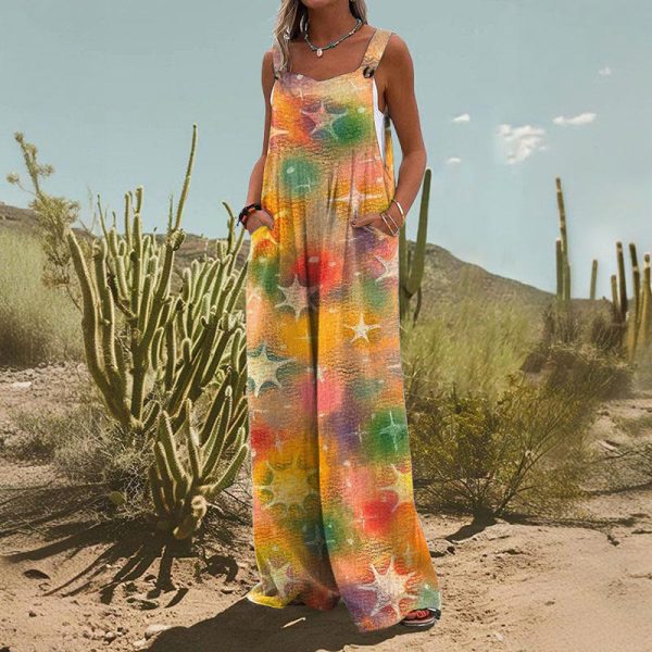 Women's Vintage Print Jumpsuit European And American Loose - Image 4