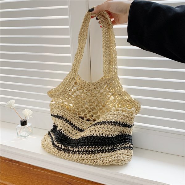 Grass Woven Hollow Bag Single Shoulder Handle - Image 6