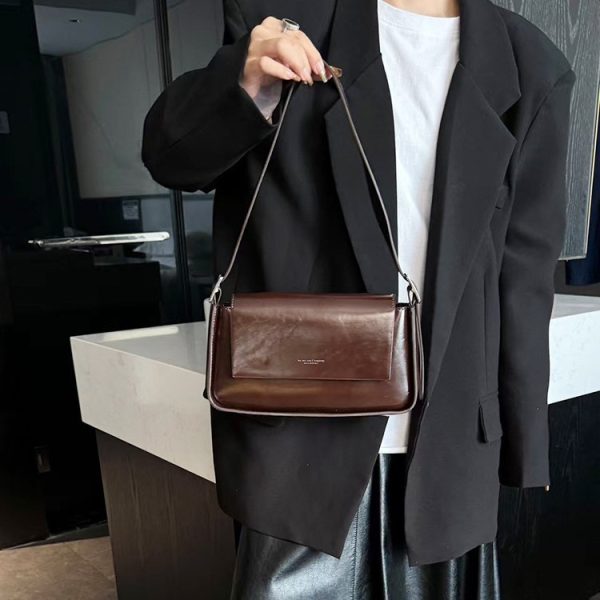 Fashion Winter All-matching Oil Wax Leather Shoulder Underarm Bag - Image 2