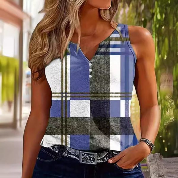 V-neck Buttons Sleeveless 3D Digital Casual Loose Vest - Image 2