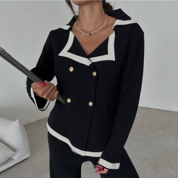 Women's Autumn Knitted Wide-leg Pants Two-piece Set - Image 2