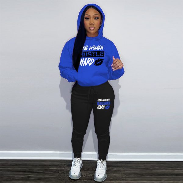 Plus Velvet Hoodie Casual Printed Sports Suit - Image 2