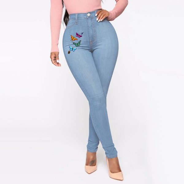Printed Butterfly Jeans Women's European And American Style Trousers High Waist - Image 9