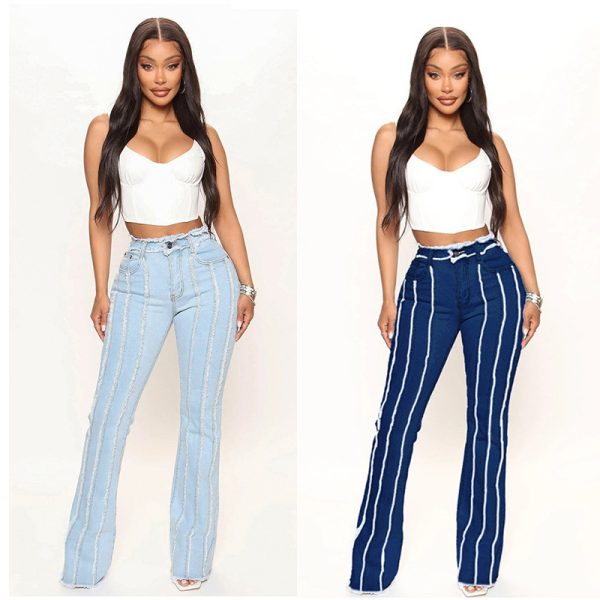 Raw Hem Jeans Women's Plus Size Washed Fringe - Image 2
