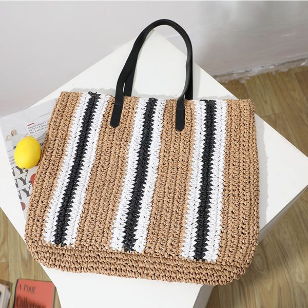 Single Shoulder Large Capacity Hand Woven Bag - Image 6
