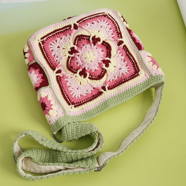 Bohemian Style Hand-woven Grandmother Plaid Crossbody Bag - Image 6