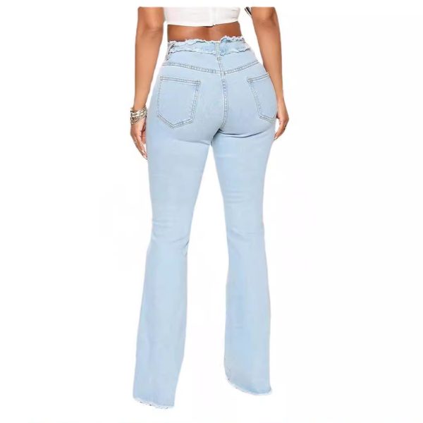 Raw Hem Jeans Women's Plus Size Washed Fringe - Image 6