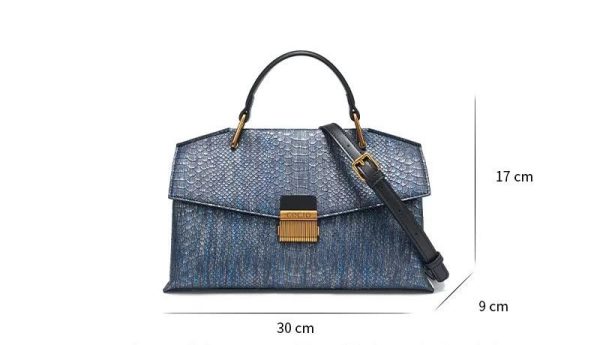 Blue With Snake Texture Handbags Women's High Sense - Image 5