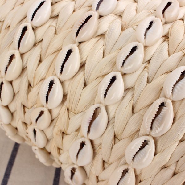 Women's Fashion Casual Natural Shell Bucket Woven Bag - Image 2