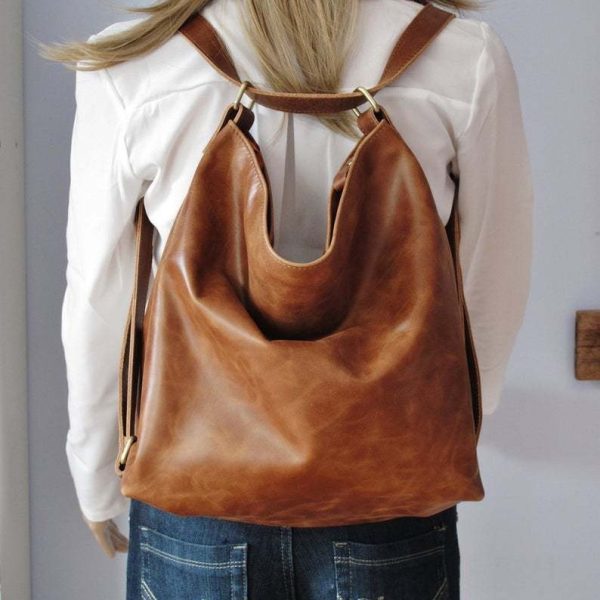 Retro Oil Waxed Leather Shoulder Large Capacity Soft Leather Soft Flat Style Messenger Bag