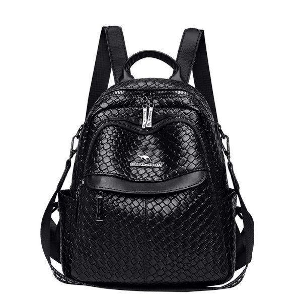 Women's Soft Leather Large Capacity Travel Backpack - Image 5