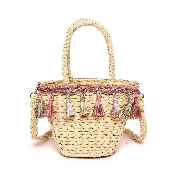 Tassel Single Shoulder Crossbody Straw Woven Bag - Image 4