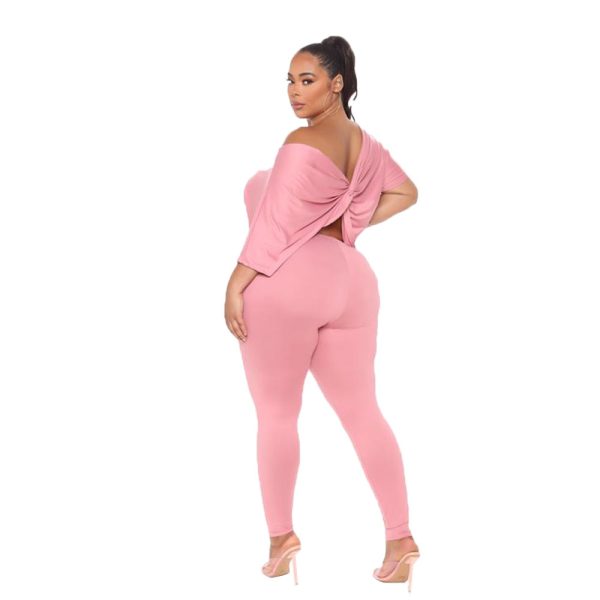 Loose Casual Back Twist Backless Solid Color Two-piece Suit - Image 8