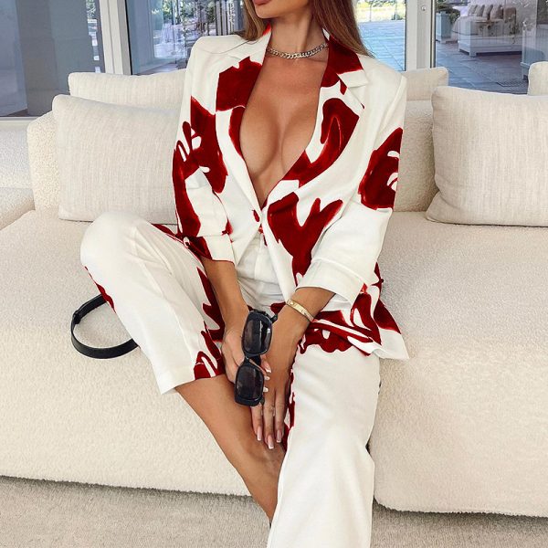 Professional Casual Elegant Business Suit Top Vintage Printed Suit - Image 9