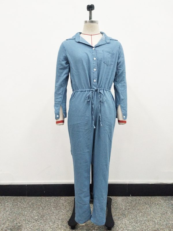Lace-up Jeans Women's Slim Casual Jumpsuit - Image 2