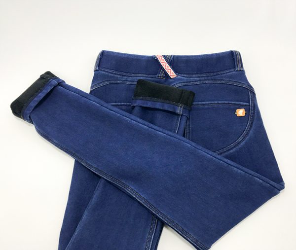 Knitted denim stretch peach hip jeans yoga pants - Image 9