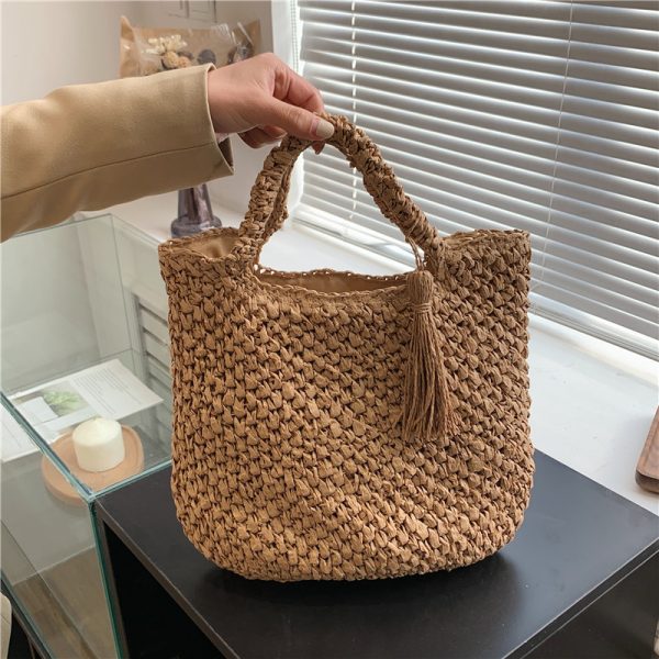Simple And Large Capacity Single Shoulder Woven Bag - Image 5