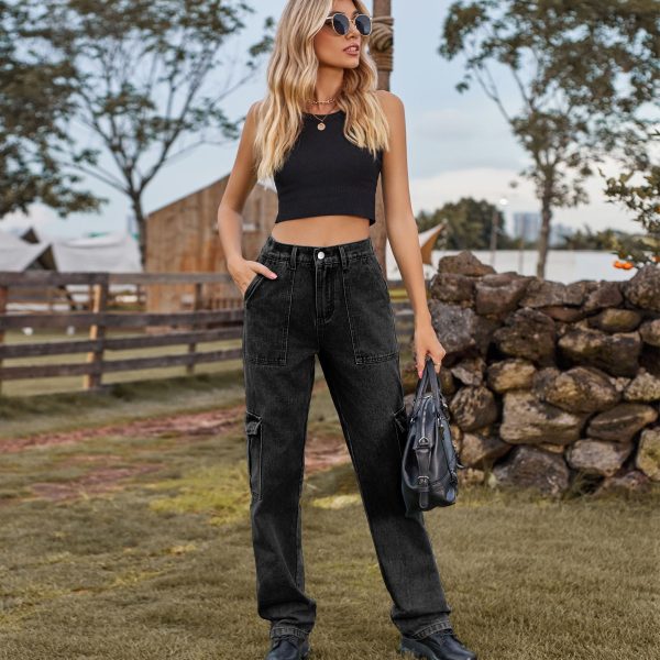 Retro Washed Half Elastic Design Jeans For Women - Image 3