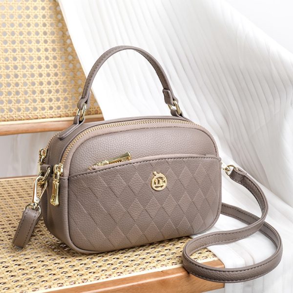 Women's Handbag Multi-layer Large Capacity Soft Leather Embossed Shoulder Messenger Bag Women's Bag Fashion - Image 3