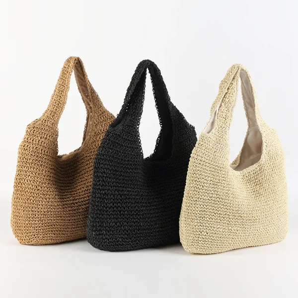 Fashion Straw Women Shoulder Bags Paper Woven Female Handbags Large Capacity Summer Beach Straw Bags Casual Tote Purses 2022 - Image 2