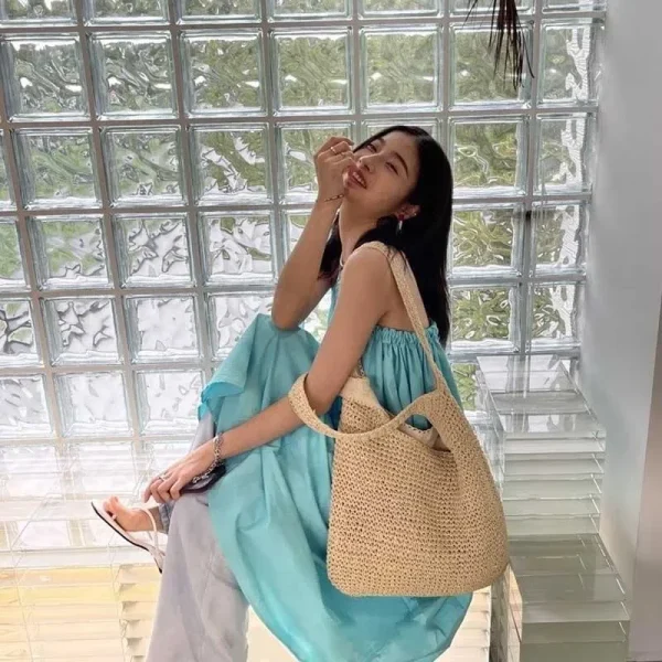 Fashion Straw Women Shoulder Bags Paper Woven Female Handbags Large Capacity Summer Beach Straw Bags Casual Tote Purses - Image 6