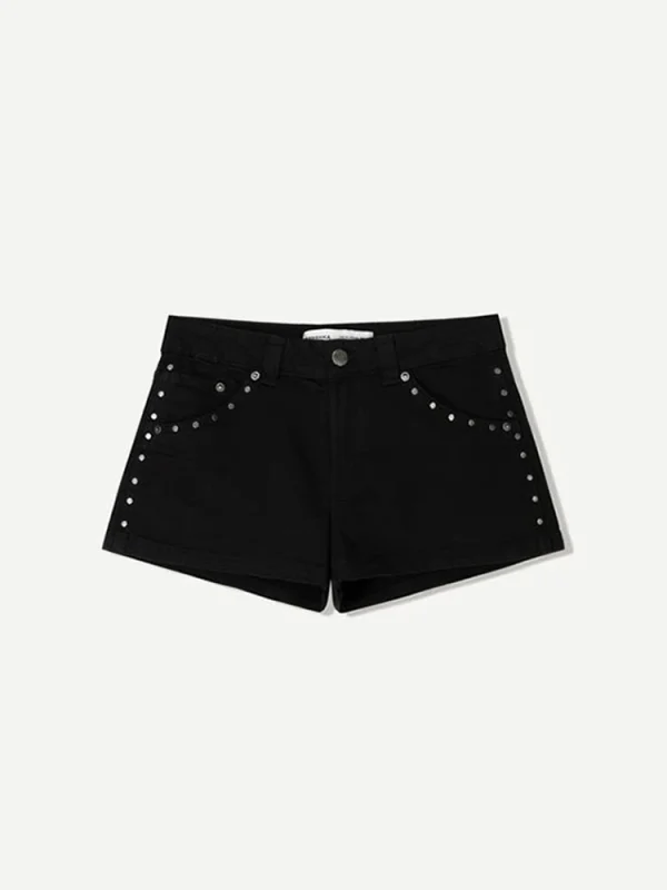 Vintage Distressed Woman's Crop Denim High Rise Metal Rivets Ripped Holes Lady Shorts Jeans Fashion Summer New Casual Outwear - Image 6