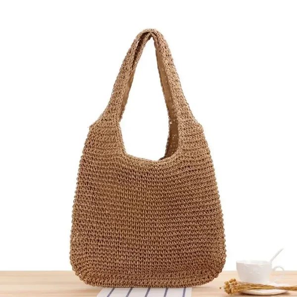 Fashion Straw Women Shoulder Bags Paper Woven Female Handbags Large Capacity Summer Beach Straw Bags Casual Tote Purses - Image 3