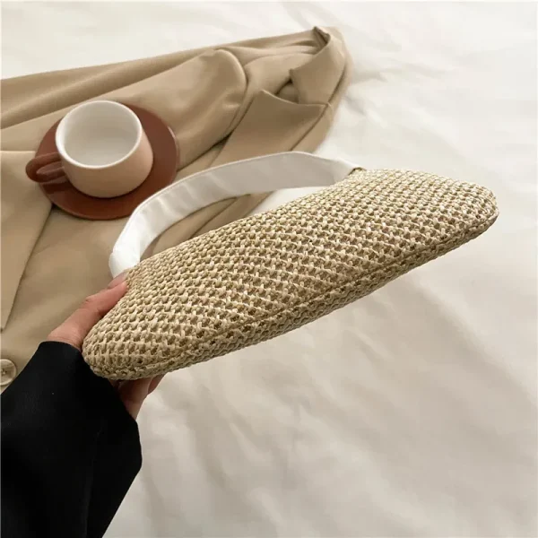 Women Straw Shoulder Bag Large Capacity Straw Dumpling Bag Weaving Tote Handbag Beach Woven Tote Bag Ladies Summer Daily Bag - Image 4