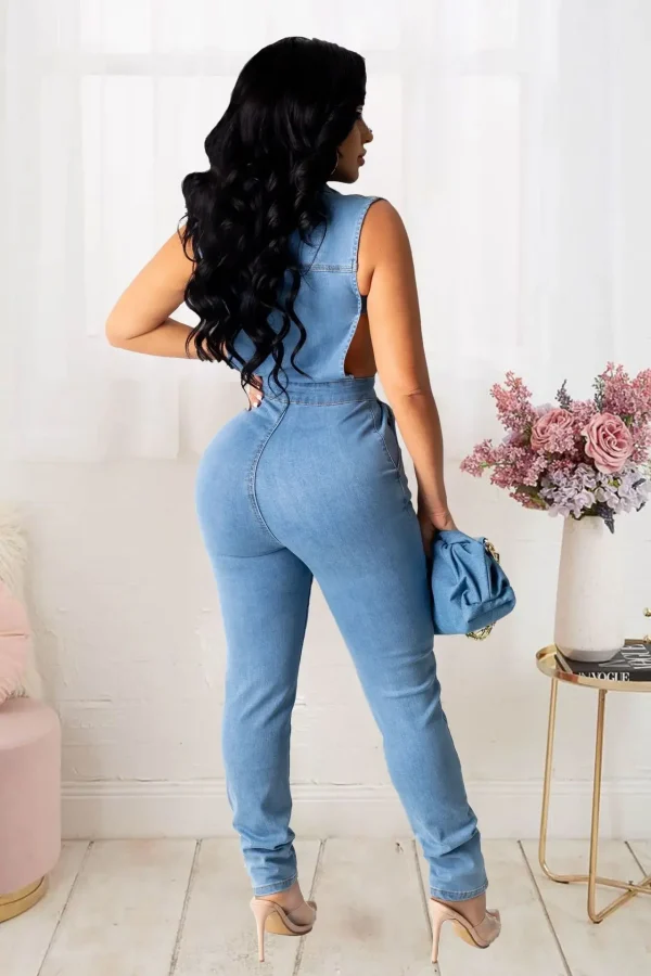 Hollow Denim Ankle Length Pants Women Overalls Spliced Washed Pencil Jeans Vintage Skinny Jean One Piece Button Sexy 2025 - Image 6