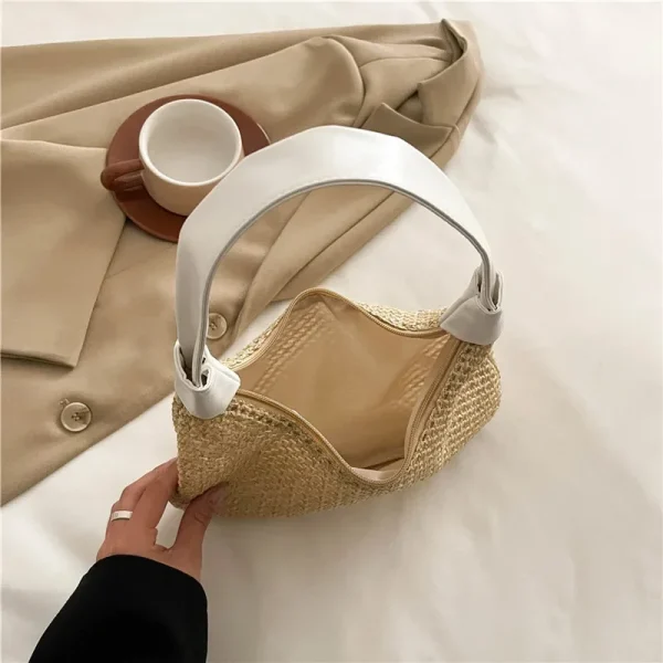 Women Straw Shoulder Bag Large Capacity Straw Dumpling Bag Weaving Tote Handbag Beach Woven Tote Bag Ladies Summer Daily Bag - Image 5