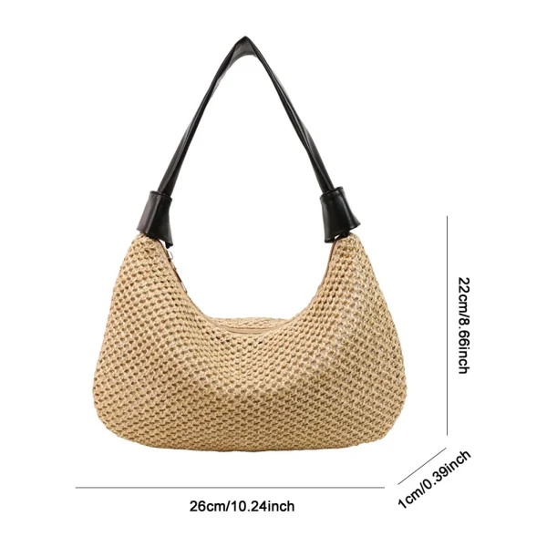Women Straw Shoulder Bag Large Capacity Straw Dumpling Bag Weaving Tote Handbag Beach Woven Tote Bag Ladies Summer Daily Bag - Image 6
