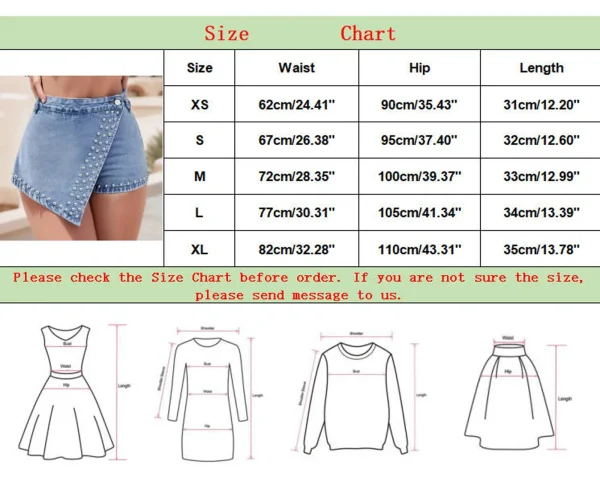 Summer Women'S Fashion Short Denim Skirt Pants Nailing Beads Skinny Cargo Jeans Shorts For Women Beach Outfits 2023 Trousers - Image 6
