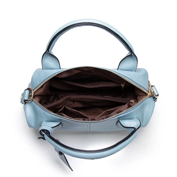 Women's Fashion and Elegant Large Capacity Oil Wax Leather Tote, Convenient Solid Artificial Leather Boston Crossbody Bag, Zipper Lock Anti-theft Commuter Bag, Double Handle Design, Adjustable Shoulder Strap, Professional Women's Briefcase, Box Bag, Dinner, Dating, Festival, Business/commuting/work/office, Daily Use - Image 5