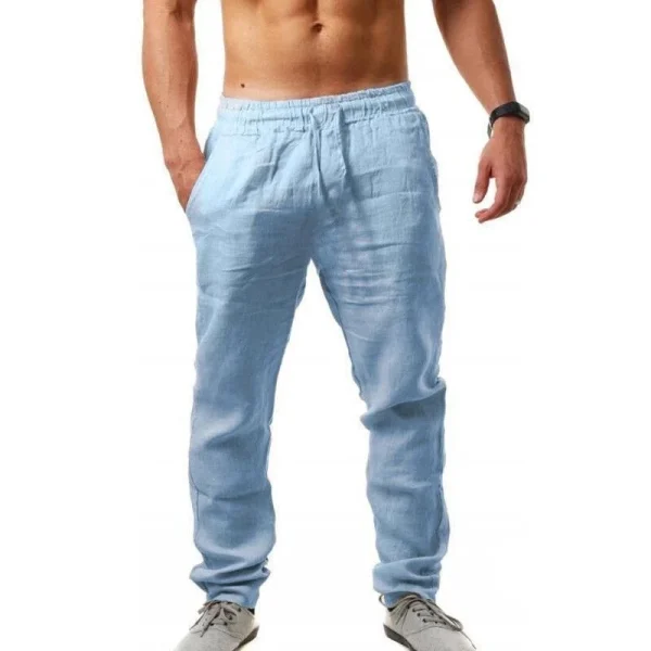 Men's Cotton Linen Pants Summer Solid Color Breathable Linen Trousers Male Casual Elastic Waist Fitness Pants Hip-Hop Streetwear - Image 4