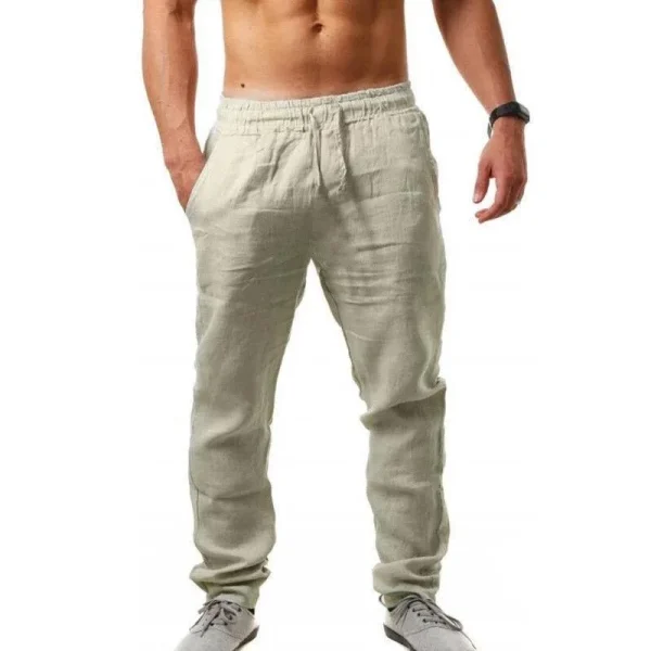 Men's Cotton Linen Pants Summer Solid Color Breathable Linen Trousers Male Casual Elastic Waist Fitness Pants Hip-Hop Streetwear - Image 5