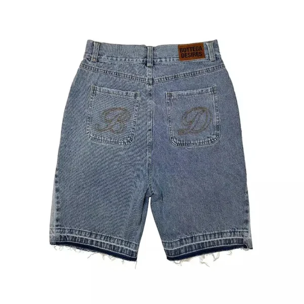 American Style Harajuku Retro Denim Shorts with Letter Embroidery Oversized Jeans Men Y2k Loose Casual Versatile Shorts Woman - Image 3