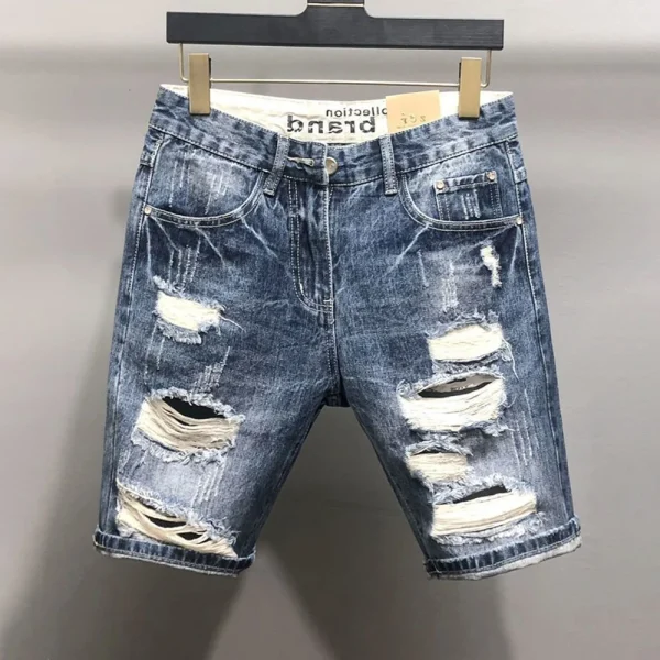 2025 Summer New Men's Retro Washed Old Slim Fit Denim Shorts Men's Youth Korean Style Fashionable All-match Casual Shorts Men