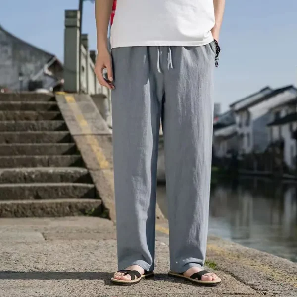 Male Plus Size Loose Pants Men Pants Summer Men's Cotton Big Sizes Wide Leg Linen Pant Oversized Jogger Trousers Large Size 5XL - Image 4