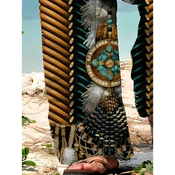 Men'S Vintage Tribal Pattern Print Beach Pants Waist Pants With Side Pockets Comfortable Fashion Hawaiian Style Summer Trousers - Image 4
