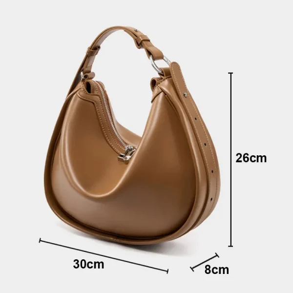 Luxury Designer Women's Bag 2025 New Genuine Leather Women Shoulder Bag High Quality Cowhide Half Moon Handbags Crossbody Bags - Image 4