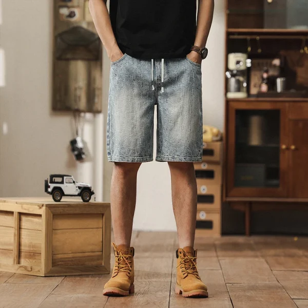 New Men's Summer Fashion Y2k Denim Shorts Teenager Boys Hip Hop Vintage Streetwear Baggy High Waist Jeans Shorts шорты мужские - Image 3